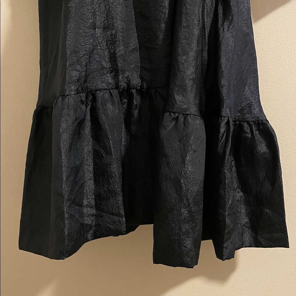 Stine Goya Niki Wrap Midi Dress Size Medium Shiny Midnight Blue Puff Sleeve NWT - Picture 7 of 14